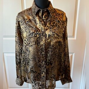 Burned Velvet Animal Print Western Top